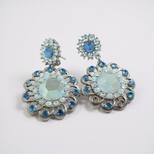 Vintage Dazzling Silver and Blue Gemstone Earrings